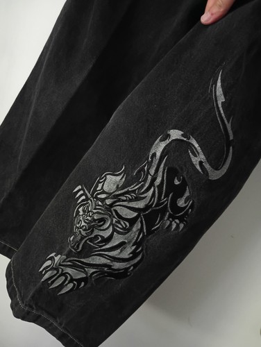 jnco tribal black jeans panthers 27" waist x 24" long boys XL or men's x small - Picture 3 of 9