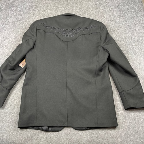 Scully Floral Tonal Embroidery Blazer Mens 44 Black Western Sports Coat NEW - Picture 5 of 16