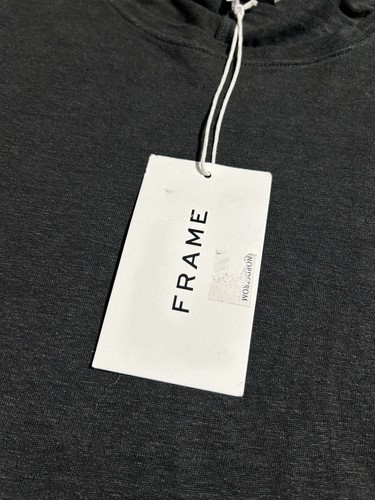 NEW Frame Easy Crew Top Long Sleeve Tee Size XL Noir Black 100% Organic Linen - Picture 2 of 7