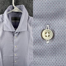Canali Impeccabile 16.5 Geometric Italy Cotton Purple Business Button Up Shirt