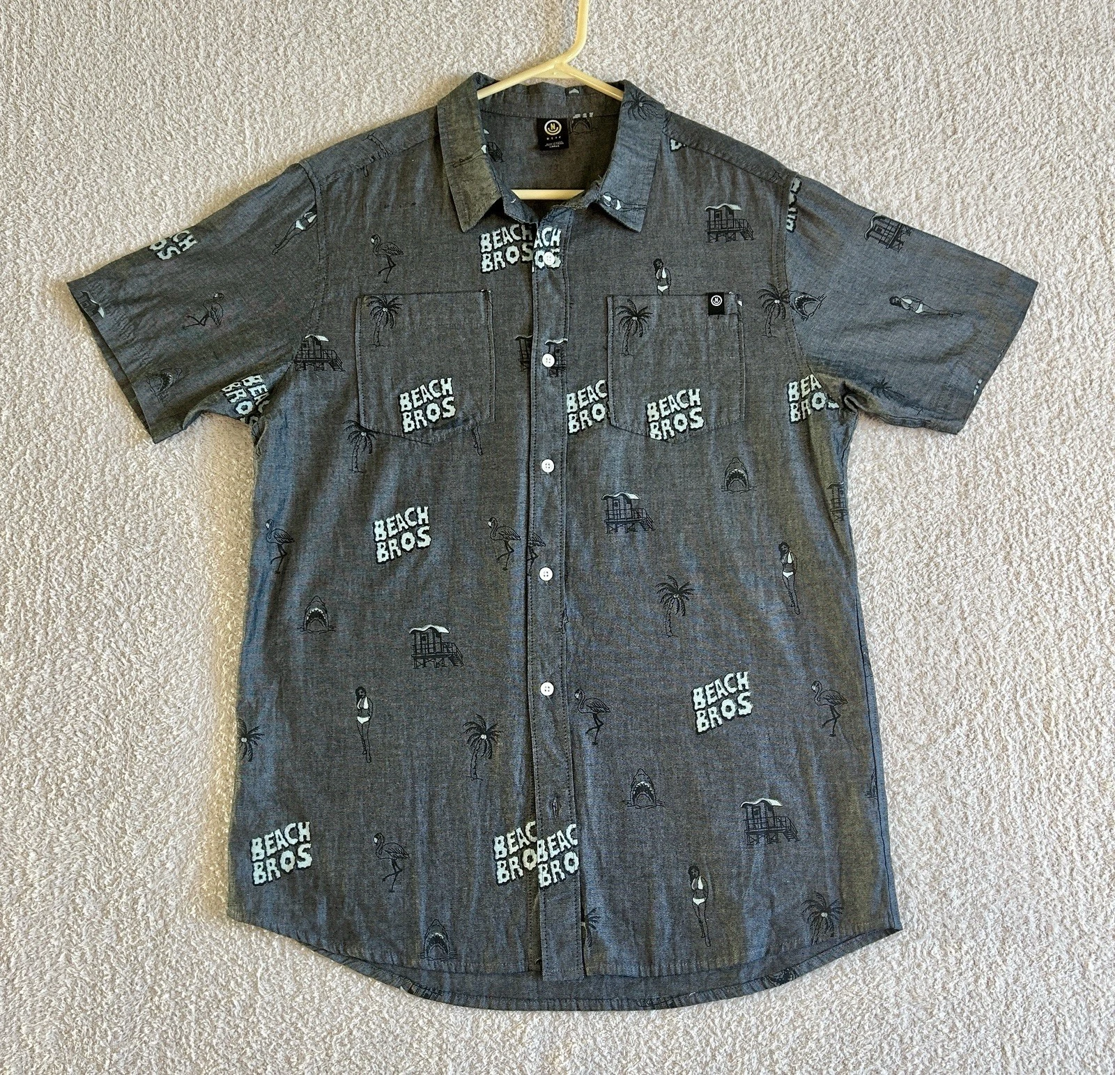 Neff Beach Bro Short Sleeve Button Up Pocket Shirt Men's Large Charcoal Gray.
Opens in a new window