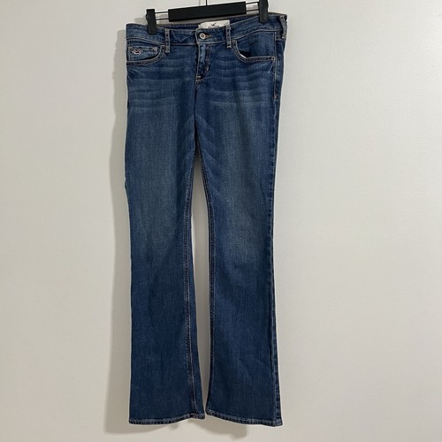 Hollister Y2K Bootcut Jeans Damen 5R 27x33 Blau Low Rise Grunge Medium Wash
