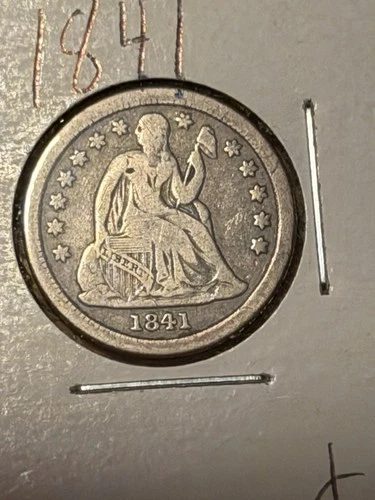 1841 Seated Liberty Silver Dime Fine+/VF.  Details US 10c Type Coin