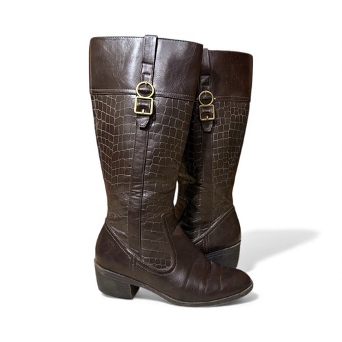 Stivali eleganti LifeStride donna marroni wish alti stampa rettile ecopelle vegan - Foto 1 di 7
