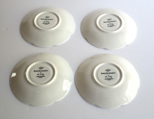 4 Sets Lenox Butterfly Meadow Footed Cups & Saucers Blue & Yellow Butterflies - Picture 8 of 8