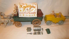 ROY ROGERS & DALE EVANS -Ideal Playset-Jeep, Wagon, Figures, Accessories-1950 s