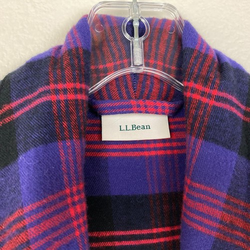 L.L. Bean Damen Morgenmantel Gr. Petite XLP rot blau kariert weich Flanell kuschelig bequem - Bild 3 von 6