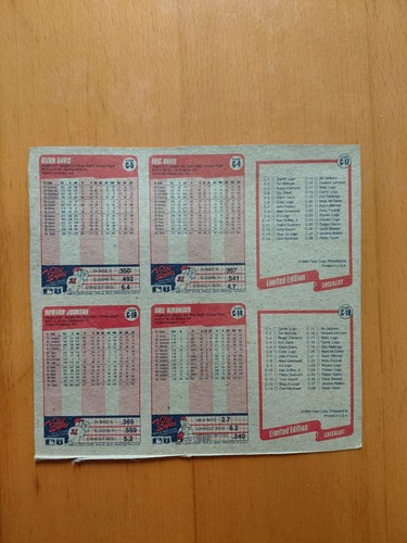 1990 Fleer Baseball Box Bottom Orel Hershiser Eric Davis Uncut Panel - Picture 2 of 2
