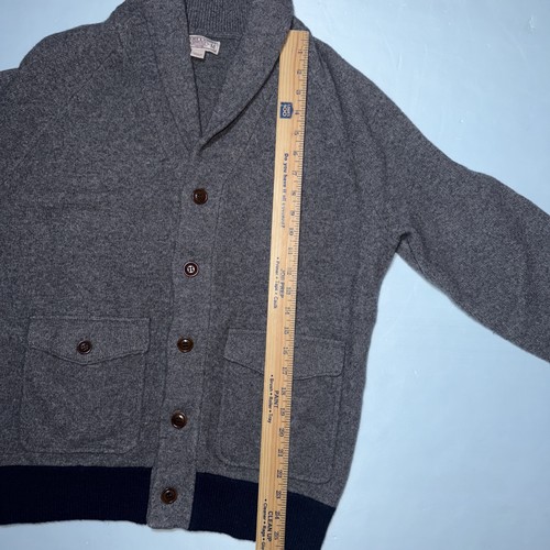 J. Crew Wallace Barnes Sweater Cardigan Mens M Shawl Collar  Leather Elbow Patch - Picture 12 of 15