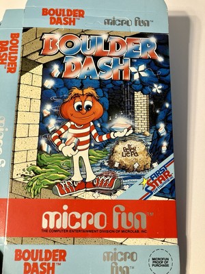 BOX ONLY Unused Boulder Dash Commodore 64 Apple Floppy Disk Game Vtg Retro C64