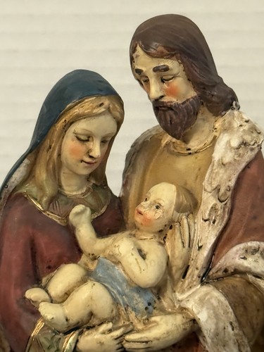 Statuine presepe ceramica vintage SANTA FAMIGLIA Maria Giuseppe Gesù Bambino 7,5” alte - Foto 2 di 7