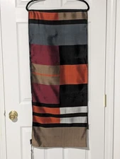 NWT 100% Silk Azezana Afghanistan Handwoven Vibrant Block Print Scarf Wrap Shaw