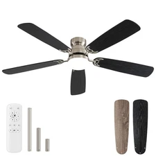 52 Inch Ceiling Fans with Lights and Remote, 6-Speed Low Profile Ceiling Fan ...