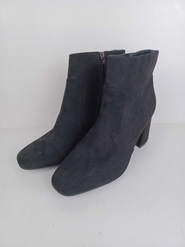 NEU Primark Blockabsatz Reißverschluss Stiefeletten UK 8 weite Passform schwarz Wildlederimitat