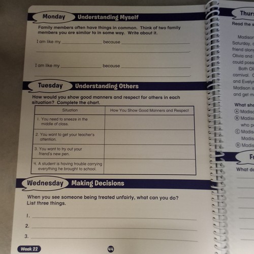 Lakeshore Social-Emotional Learning Daily Journal EE840 Klasse 2-5 5er Pack - Bild 6 von 6