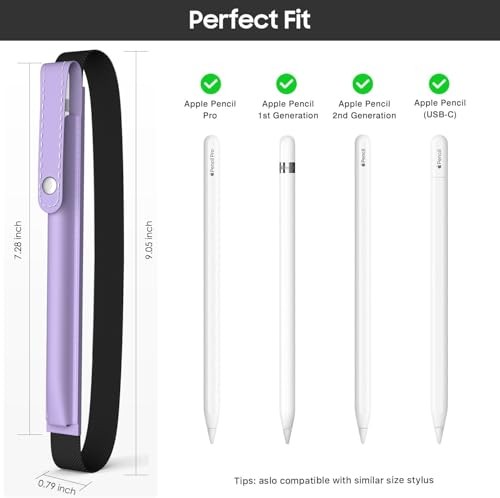 Pencil Holder for Apple Pencil Pro, 1st/2nd Generation, USB-C, PU Taro Purple - 第 3/7 張圖片