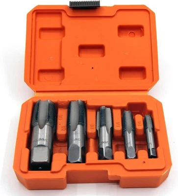 YUENTOEN 5 teiliges NPT-Rohrgewindebohrer-Set, NPT-Gewindebohrer-Set für PVC-Rohre,1/8",
