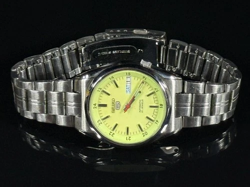 Seiko 5 Automatic 7S26 02C0 Full Lume Dial 21 Jewels Vintage Mens Silver Watch
