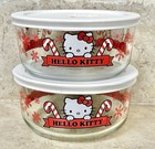 2x Hello Kitty Holiday Pyrex Round Glass Storage Containers (4-cup) - NEW