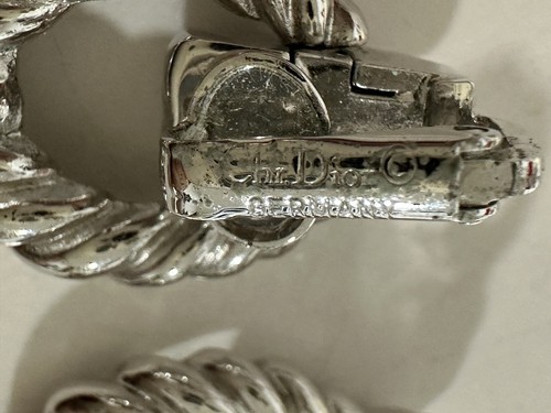 Vintage Earrings Christian Dior Germany Silvertone Clip on - Picture 13 of 16