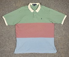 Polo Ralph Lauren Striped Color Block Polo Shirt Men  s XL Cotton Vtg 90s READ