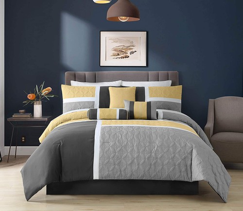 Chezmoi Collection 7-Piece Comforter Set Medallion Patchwork Quilted Bedding Set - Picture 36 of 36