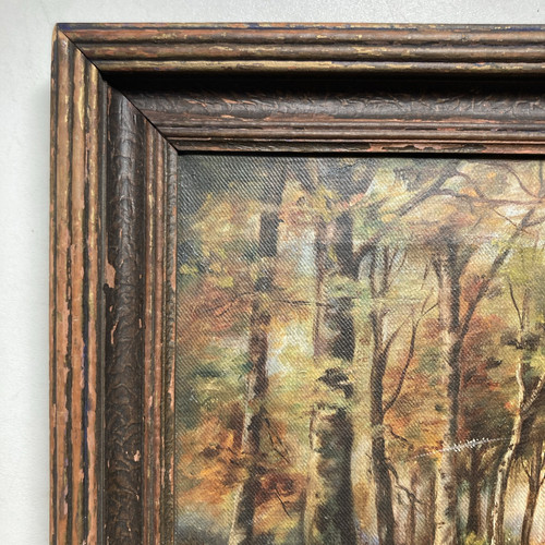 Vintage Original Oil Painting Fall Landscape Forest Trees Stream -Signed 1948 - Picture 10 of 23
