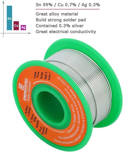 Solder Wire Lead Free Rosin Core Flux 1.0mm Electronics 0.04in-1.76oz - Picture 6 of 7