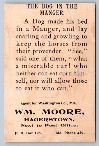 TARJETA COMERCIAL DE MÁQUINAS DE COSER HAGERSTOWN MD WM MOORE WHEELER & WILSON**RECORTADA** - Imagen 2 de 2