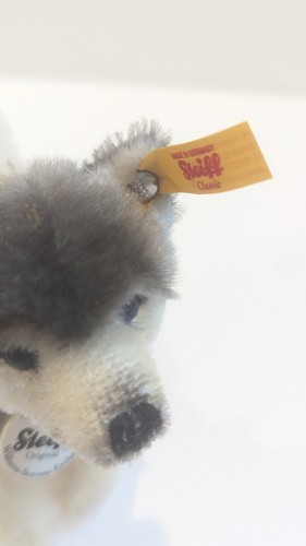 Steiff Wildlife Husky Mohair weiß grau Figur mit Etikett - Bild 7 von 7
