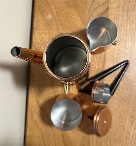 Set caffettiera vintage Mid-Century MCM moderna rame Douro PORTOGALLO NUOVO - Foto 6 di 11