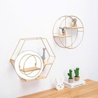 Nordic Iron Round Shape Wall Storage Rack Golden Display Stand Home Wall Shelf