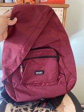 Large Burgundy Backpack, Cross Body Strap, Adult Size, School, Work