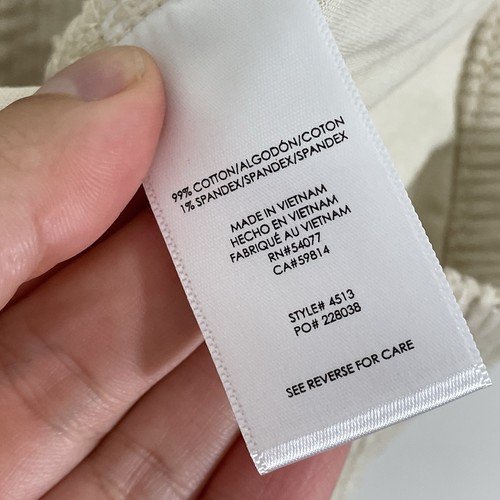 Cabi Palm Beach Crop #4513 Ivory Corduroy Womens 12 Button Fly Pants Straight - Picture 5 of 5