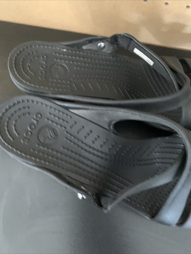 Crocs Patricia Slip On Wedge Comfort Sandals Womens 9 Black Waterproof Preowned - Picture 7 of 17