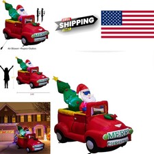 7FT Inflatable Santa Driving Red Car with LED Lights for Outdoor Christmas Decor