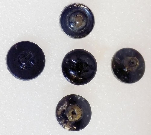 Lot of 5 Silver Luster Black Glass Buttons Lacy Diamond Daisy Swirls SL2 - Picture 4 of 4