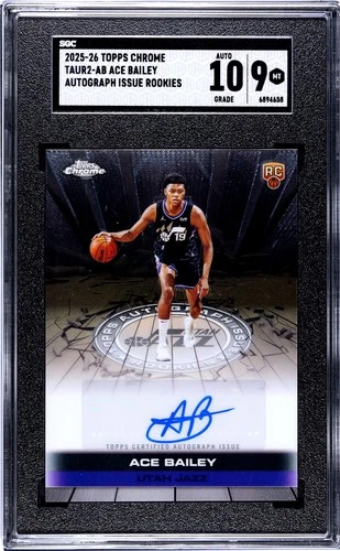 ACE BAILEY 2025 Topps Chrome #TAUR2-AB Autograph Issue Rookies Auto RC sgc 9 10