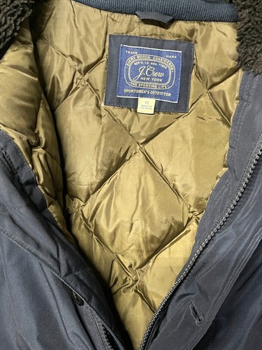 J Crew Nordic Down Parka Coat Men's Medium Blue Full Zip Button Down Filled - Picture 11 of 17