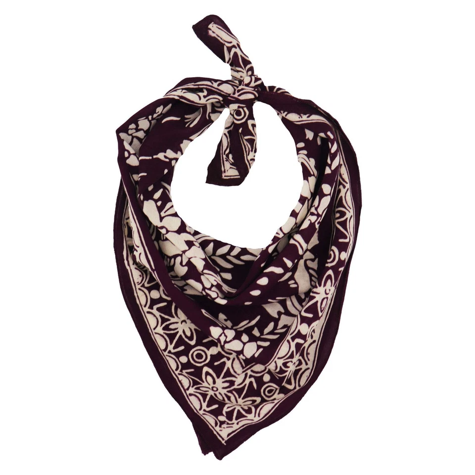 Bandana Batik tingida à mão, 100% algodão macio, guirlanda roxa - Imagem 4 de 4