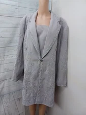 Studio B Woman Gray Embroidered Beaded Blazer Jacket 26W