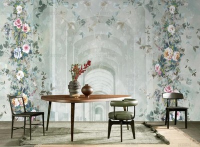 3D Arch Corridor Floral Self-adhesive Removeable Wallpaper Wall Mural