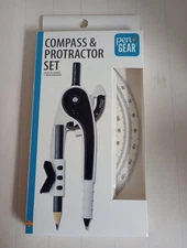Pen + Gear Compass & Protractor Set  12” Circles Measures Inches Centimeters new