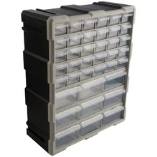 39-Drawer Plastic Small Parts Organizer Desktop or Wall Storage Drawers, Black