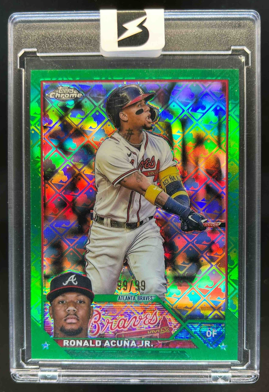 2023 Topps Chrome Logofractor Ronald Acuna Jr Green Refractor #99/99 Braves