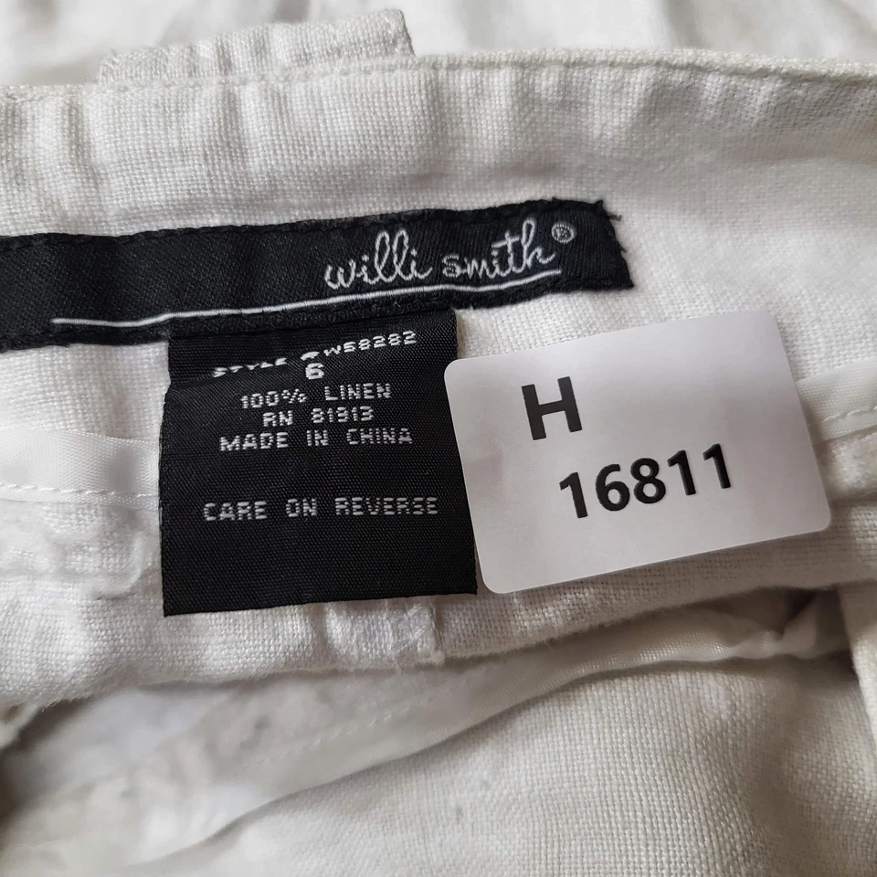 Falda Willi Smith Mujer 6 Blanco Lino Bolsillos Carga Botón Foto 2 de 4