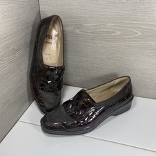 ARA Naturform Slip-On Shoe Brown Faux Croc/Gator Embossed Woman Size US 7 G