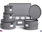 Hard Shell Storage Box for Dishes, Glasses & Dinnerware - 5 Piece Grey Set
