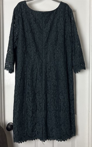 Vestido Talbots All Over Encaje Verde Oscuro Midi Talla 24W Carrera Fiesta Elegante Nuevo $200 - Imagen 6 de 11