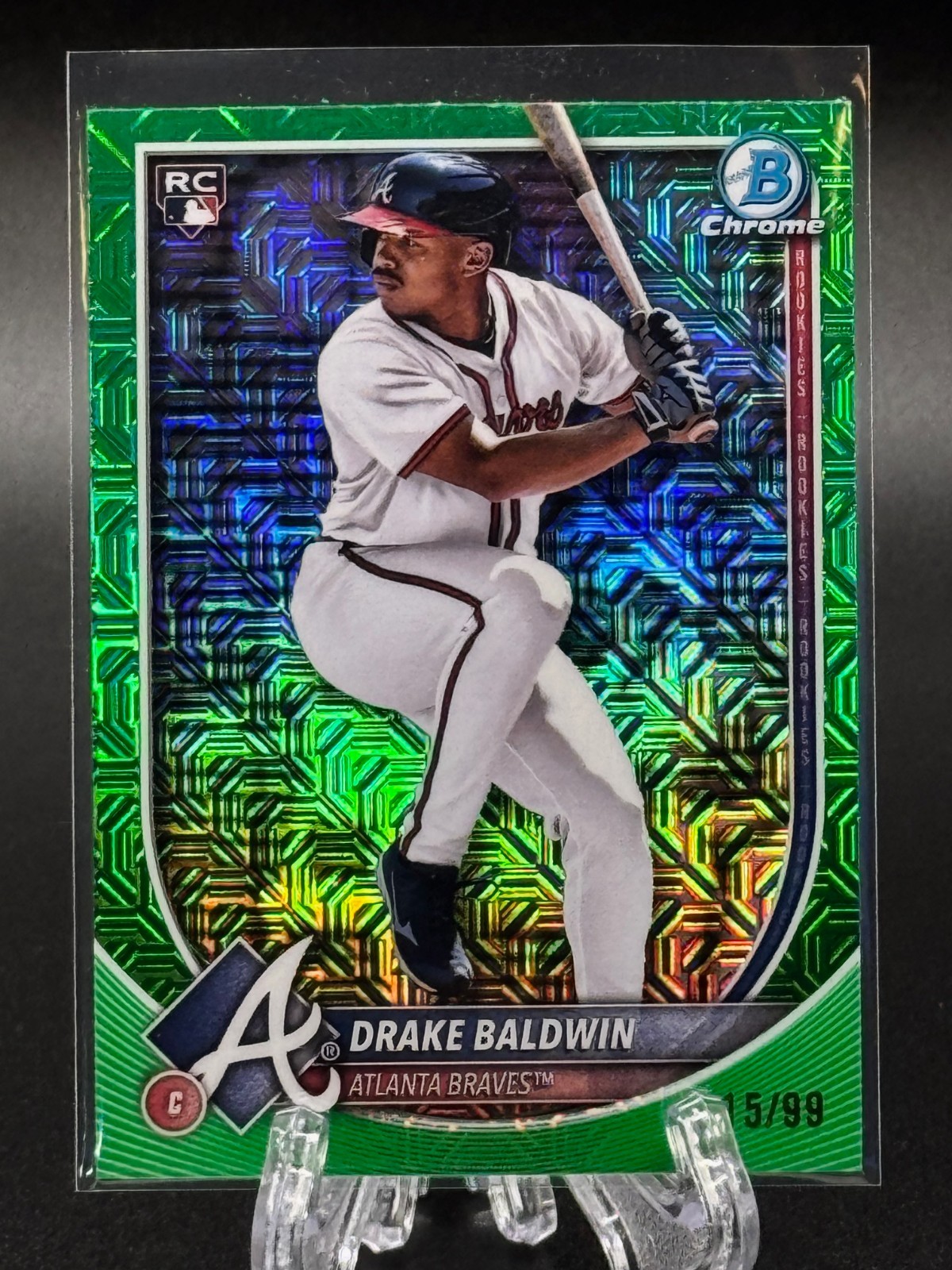 Drake Baldwin 2025 Bowman Chrome Green Mojo Refractor #15/99 Atlanta Braves